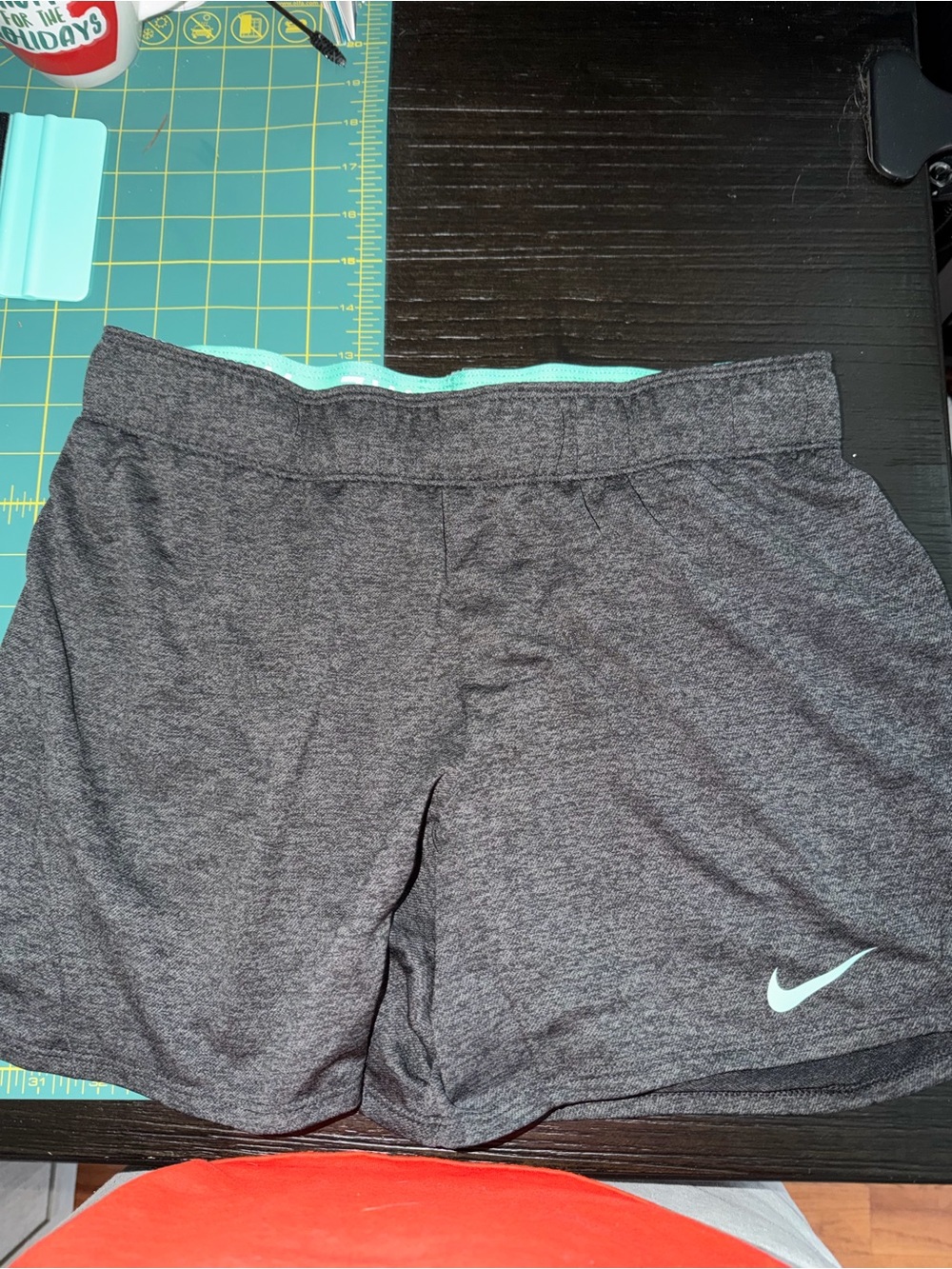 Nike Women's Heather Gray Athletic Shorts with Mint Swoosh